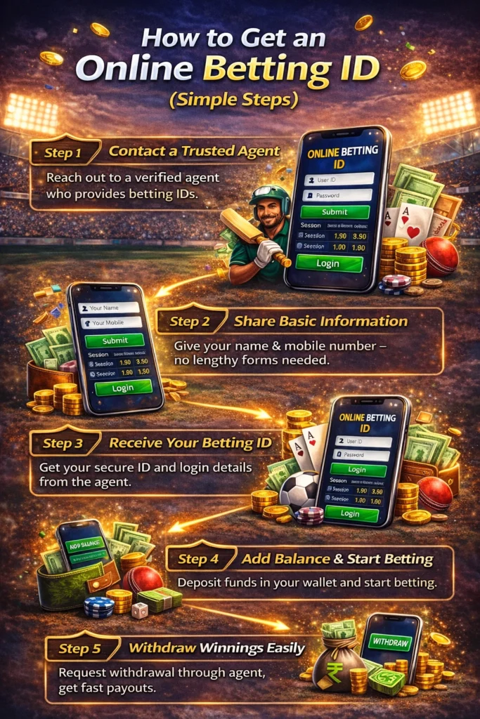 How to get online betting ID showing step by step process from agent contact to withdrawal