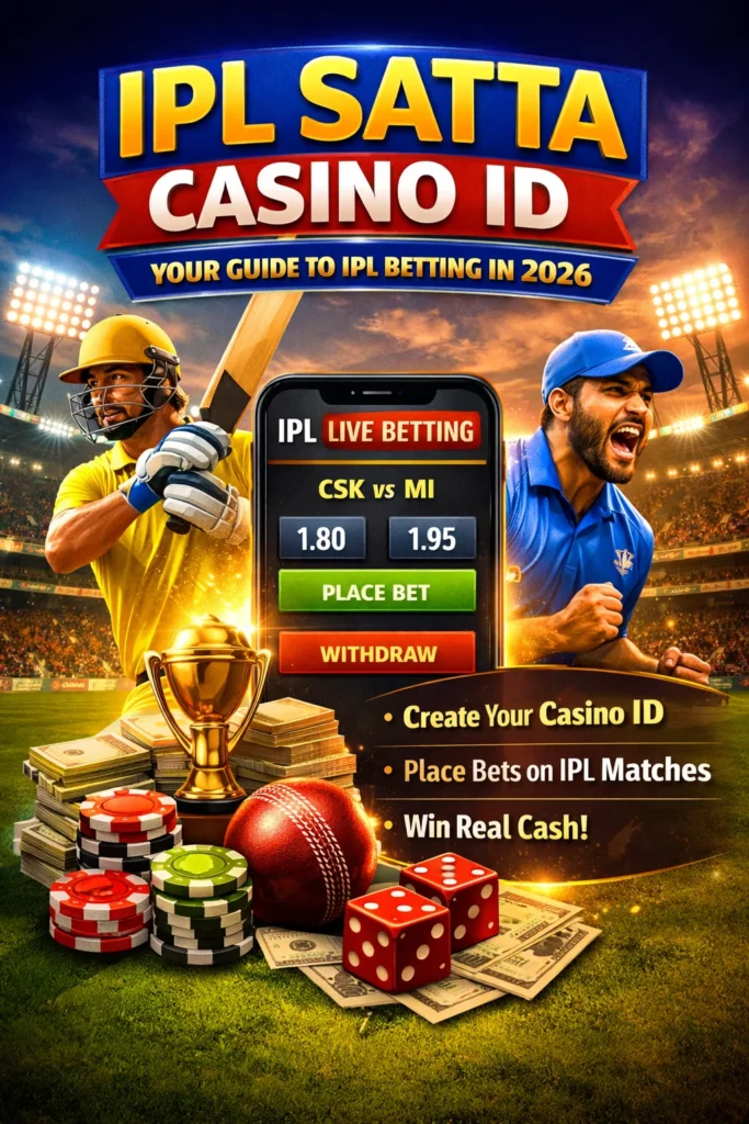 IPL Satta Casino ID Guide 2026 introduction image showing cricket visuals, betting interface, and casino elements