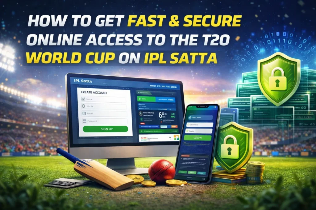 IPL Satta signup and login interface showing secure T20 World Cup access on mobile and desktop