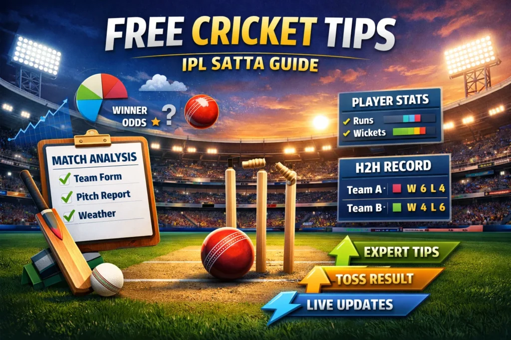 Free Cricket Tips IPL Satta Guide with match analysis, player stats, and expert predictions.