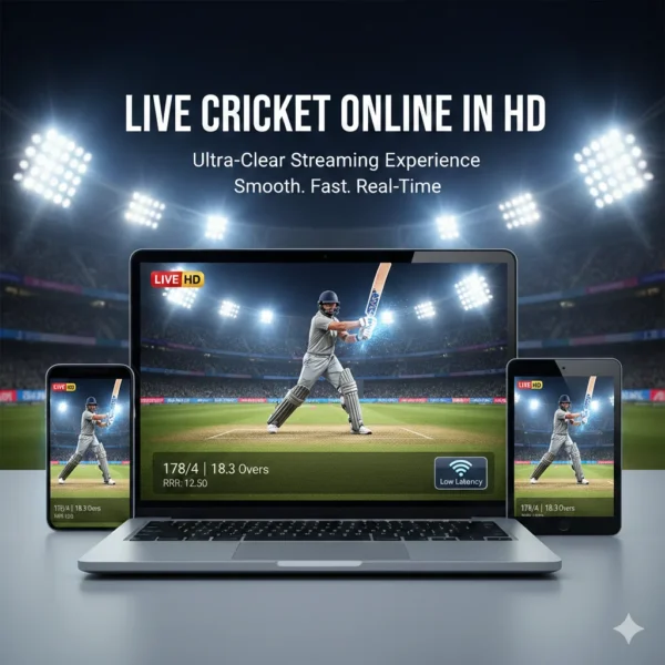 Live cricket online in HD quality showing clear scoreboard, real-time stats, and smooth streaming experience
