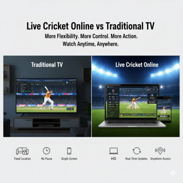 Comparison between live cricket online streaming and traditional TV viewing experience