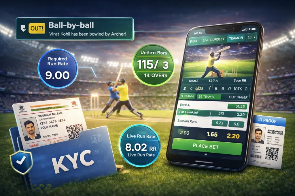 Live IPL match statistics and betting markets displayed on Sport Betting ID mobile dashboard