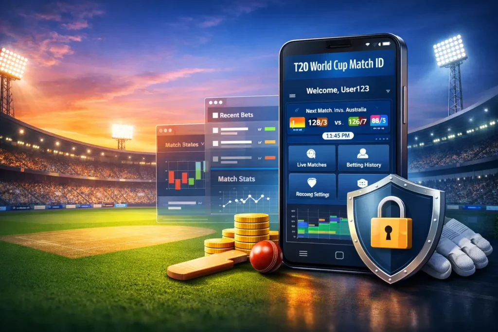 T20 World Cup Match ID dashboard showing fast and secure cricket platform interface on IPL Satta