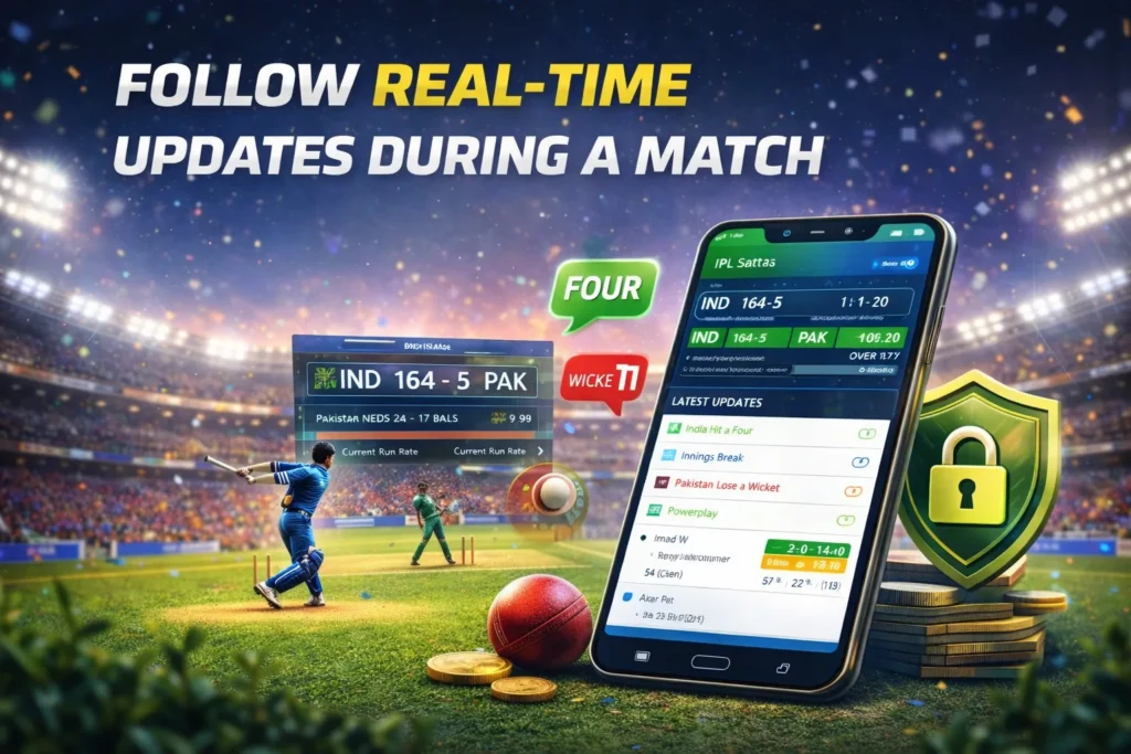 T20 World Cup live match updates displayed on IPL Satta mobile app with score visuals