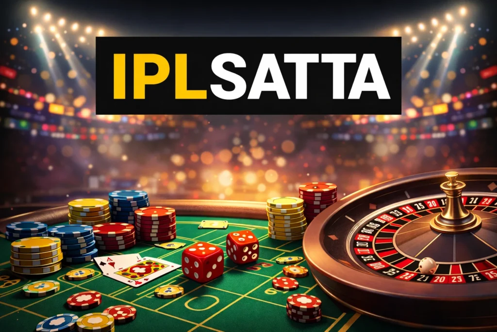 IPL Satta table games online platform with roulette wheel, poker chips and casino cards