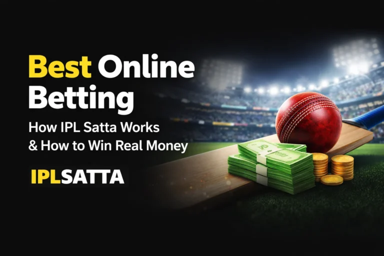 Best online betting in India with IPL Satta showing cricket bat ball and money concept